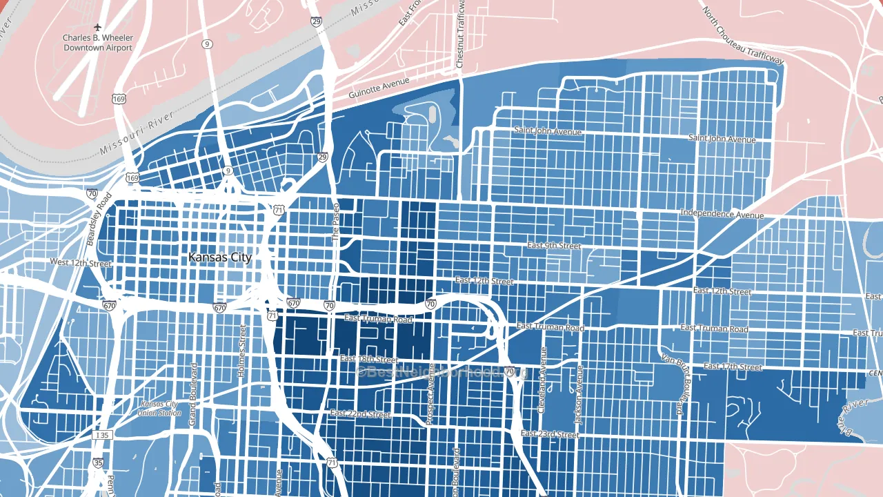 Independence Plaza, Kansas City, MO block-group political-lean map