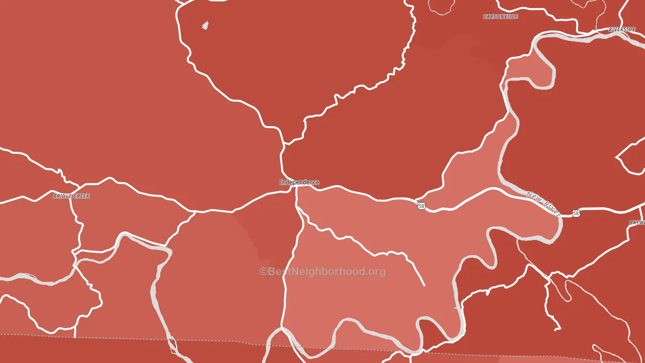 Independence, VA block-group political-lean map
