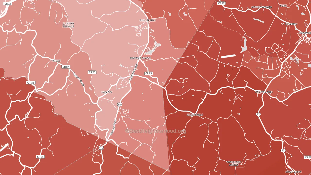 Independence, WV block-group political-lean map