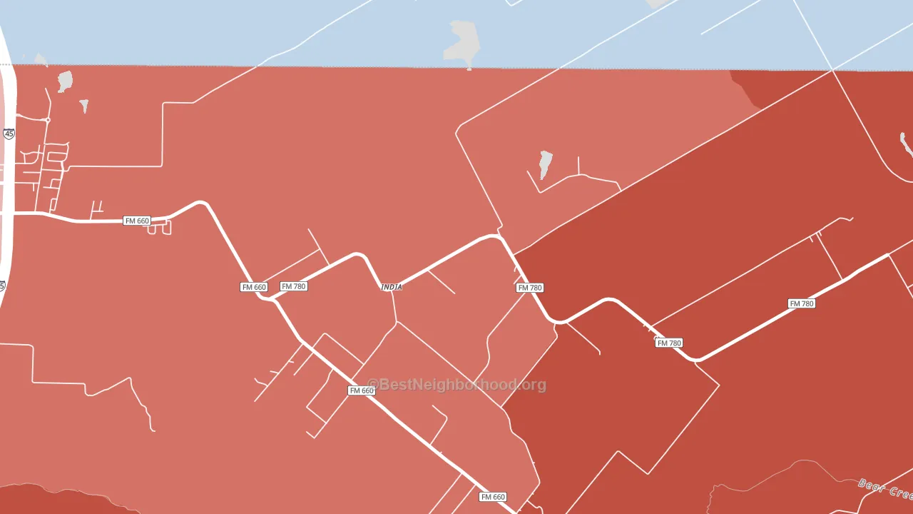 India, TX block-group political-lean map