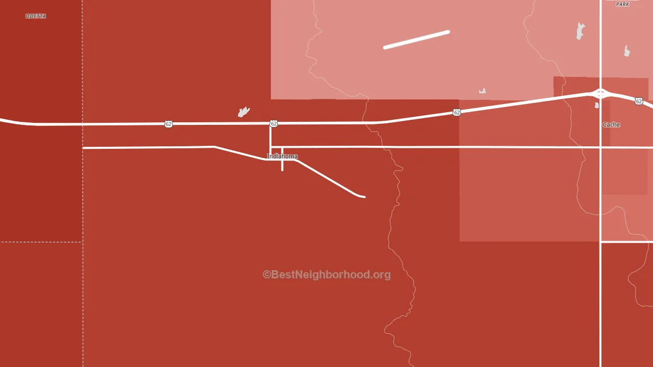 Indiahoma, OK block-group political-lean map
