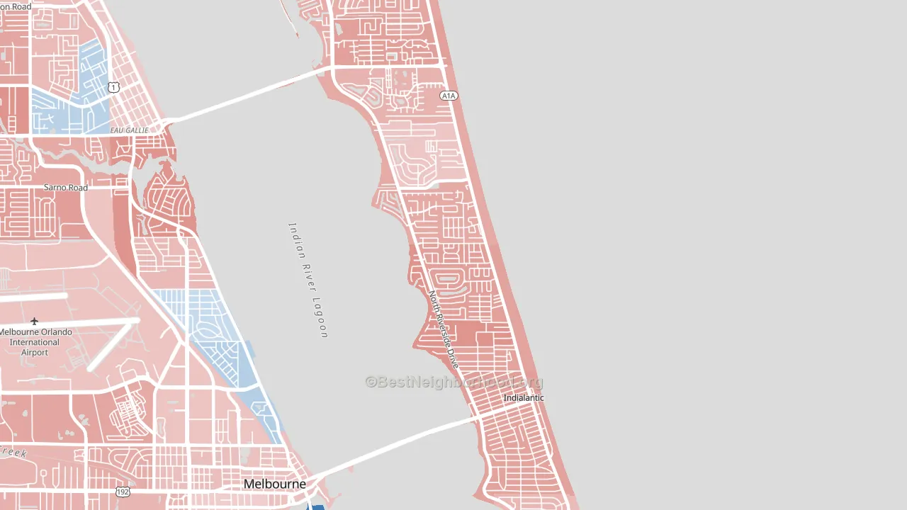 Indialantic, FL block-group political-lean map