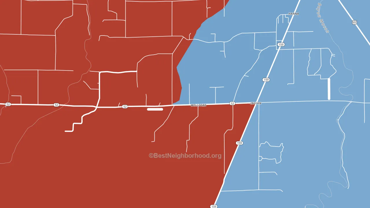 Indian, AR block-group political-lean map