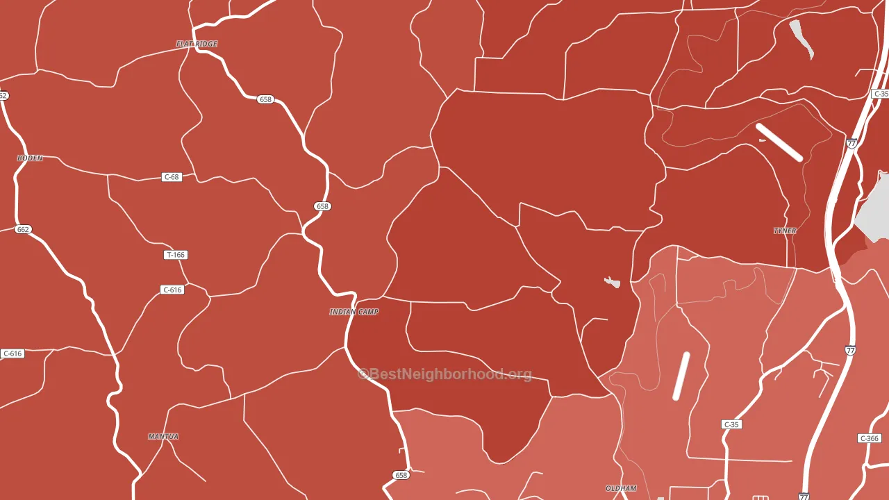 Indian Camp, OH block-group political-lean map