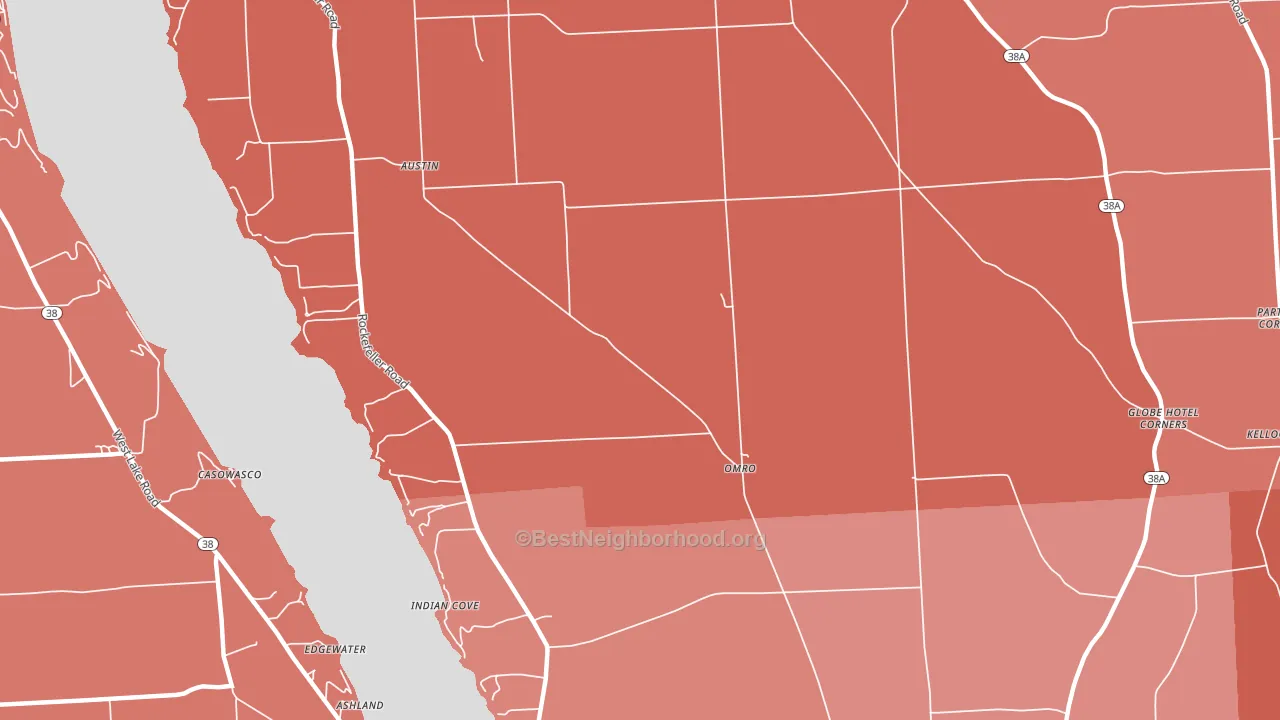 Indian Cove, NY block-group political-lean map