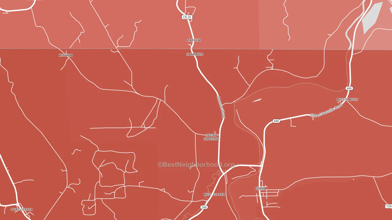 Indian Crossing, PA block-group political-lean map