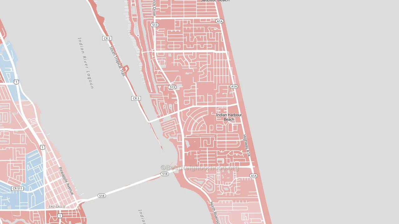 Indian Harbour Beach, FL block-group political-lean map
