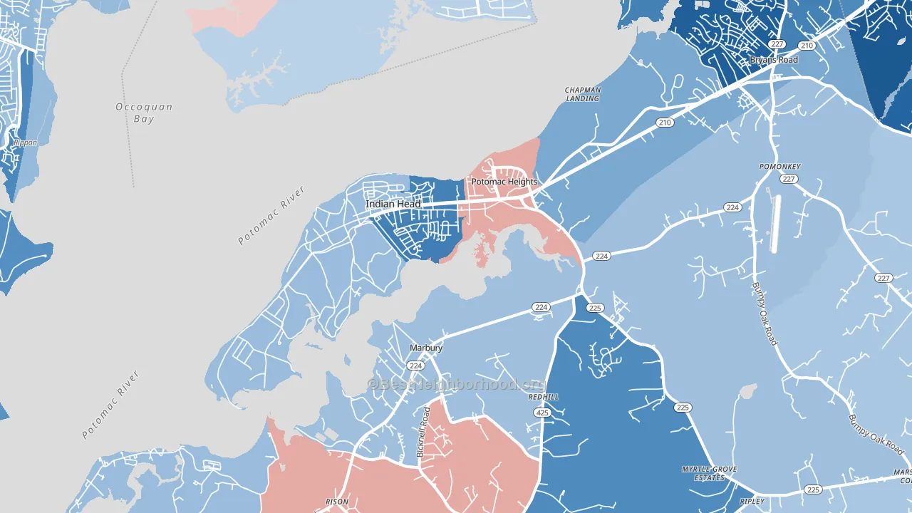 Indian Head, MD block-group political-lean map