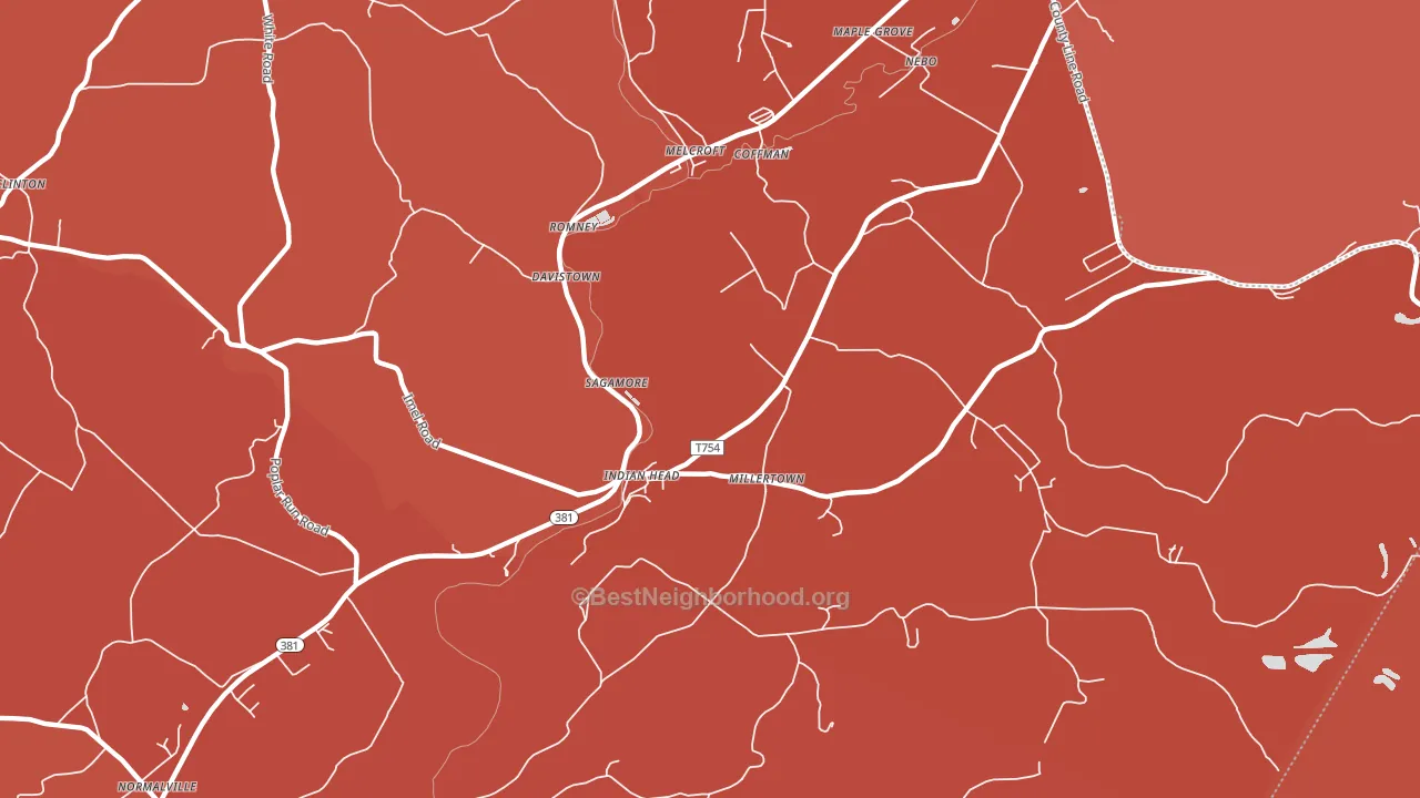 Indian Head, PA block-group political-lean map