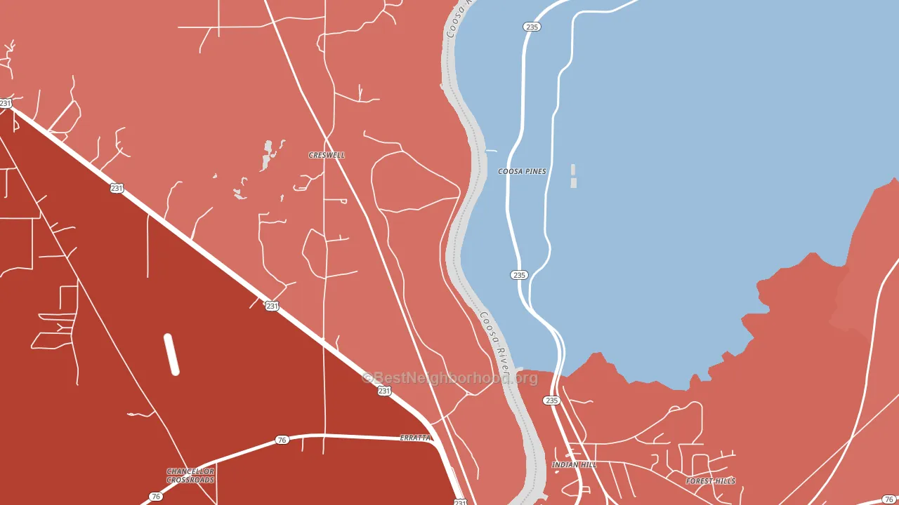 Indian Hill, AL block-group political-lean map