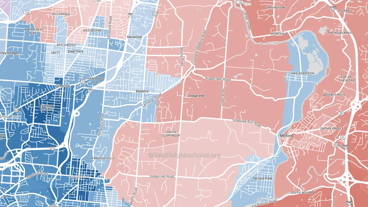 Indian Hill, OH block-group political-lean map