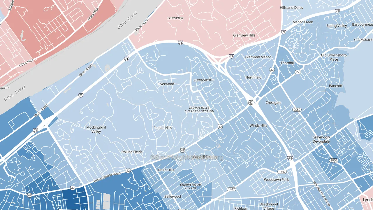 Indian Hills, KY block-group political-lean map