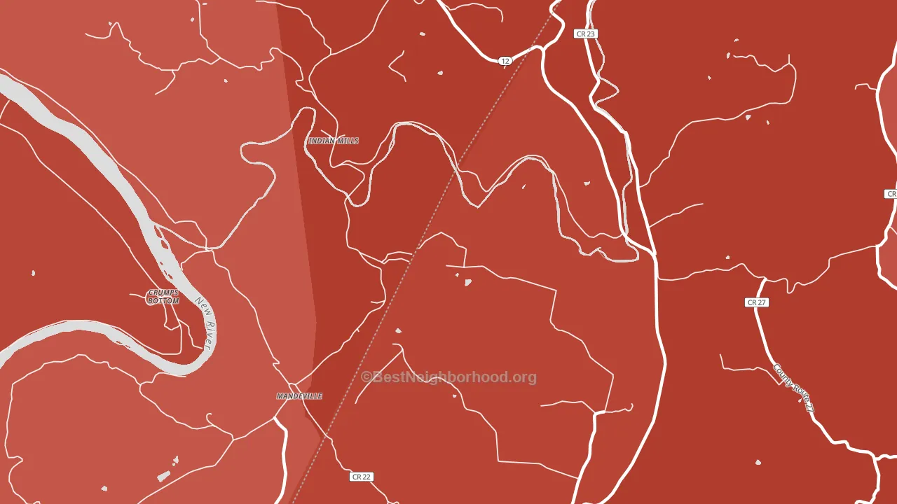 Indian Mills, WV block-group political-lean map