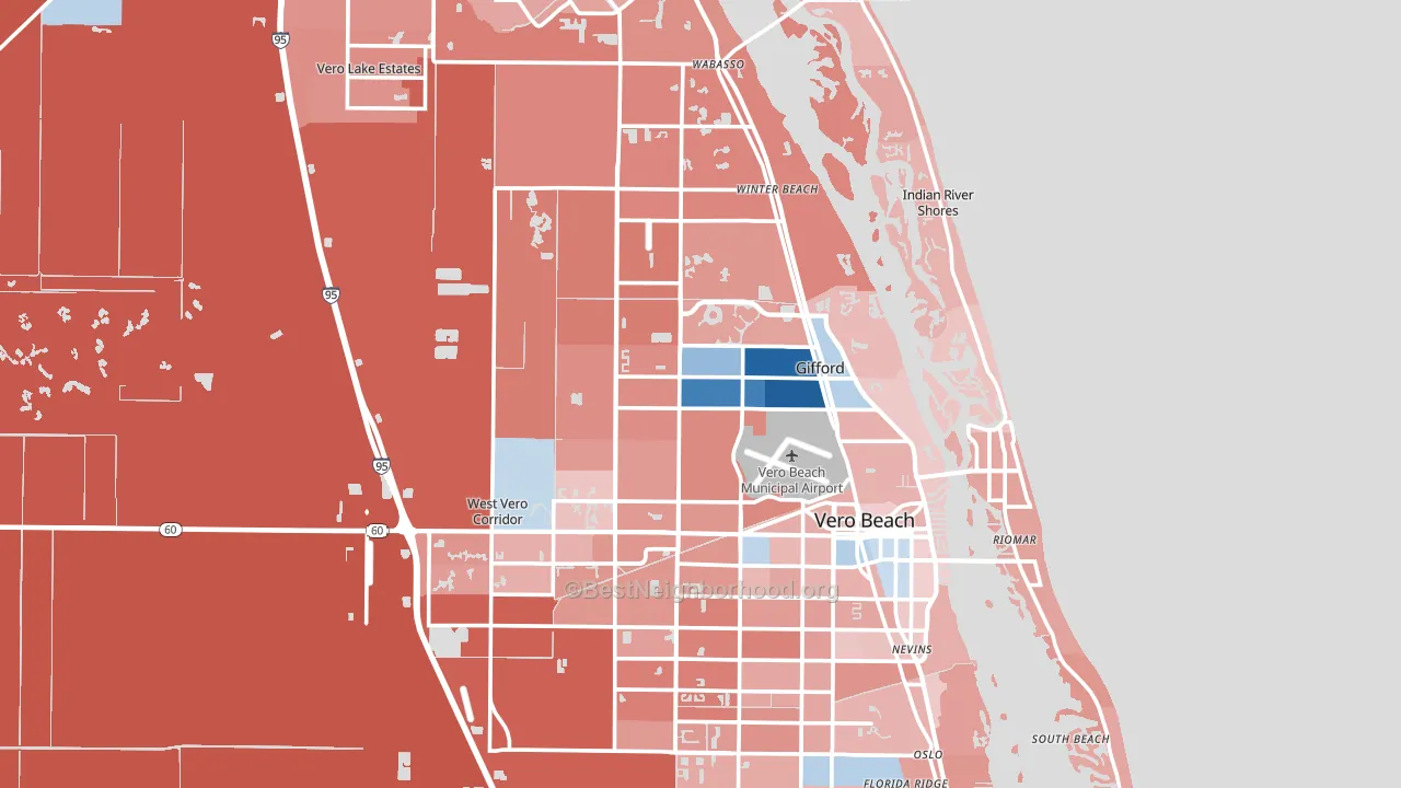 Indian River County, FL block-group political-lean map