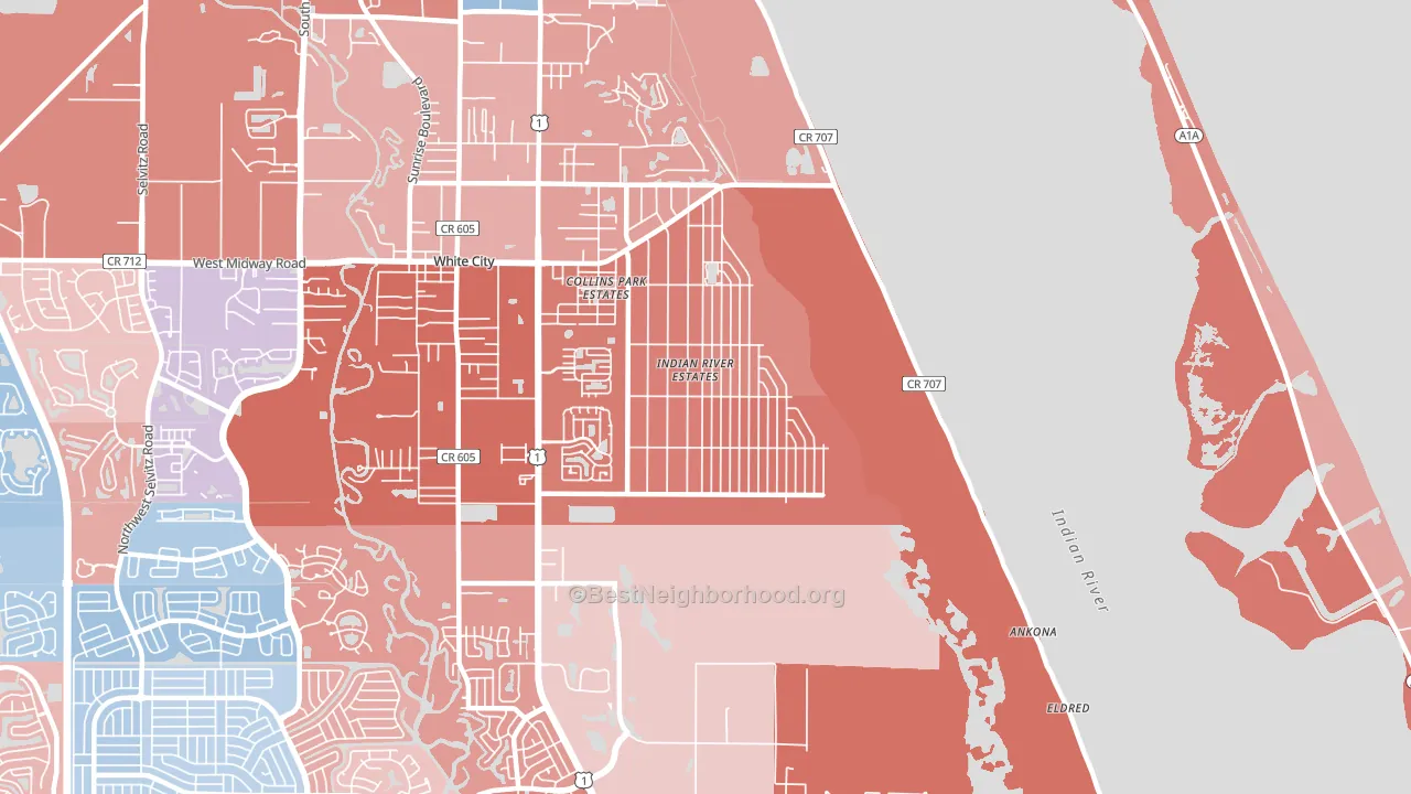 Indian River Estates, FL block-group political-lean map