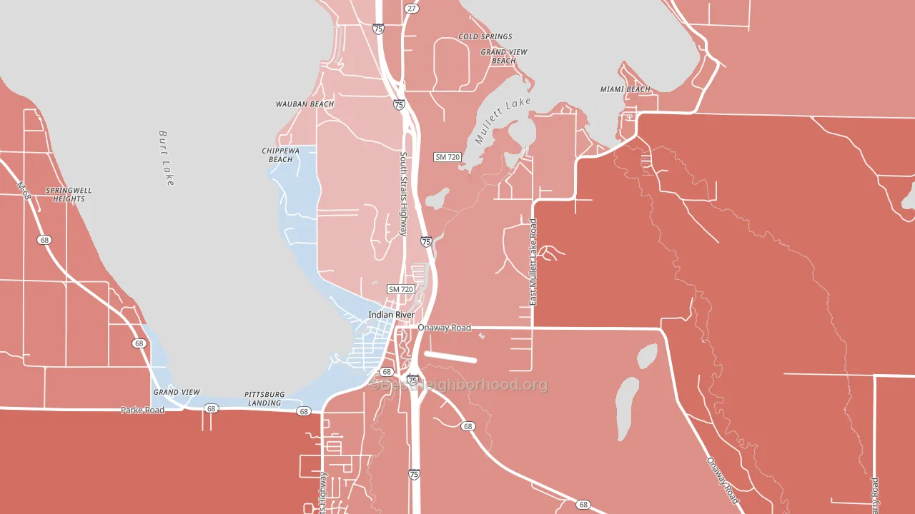 Indian River, MI block-group political-lean map