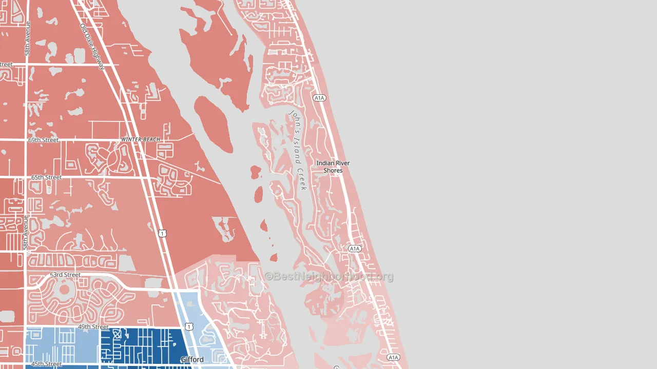 Indian River Shores, FL block-group political-lean map