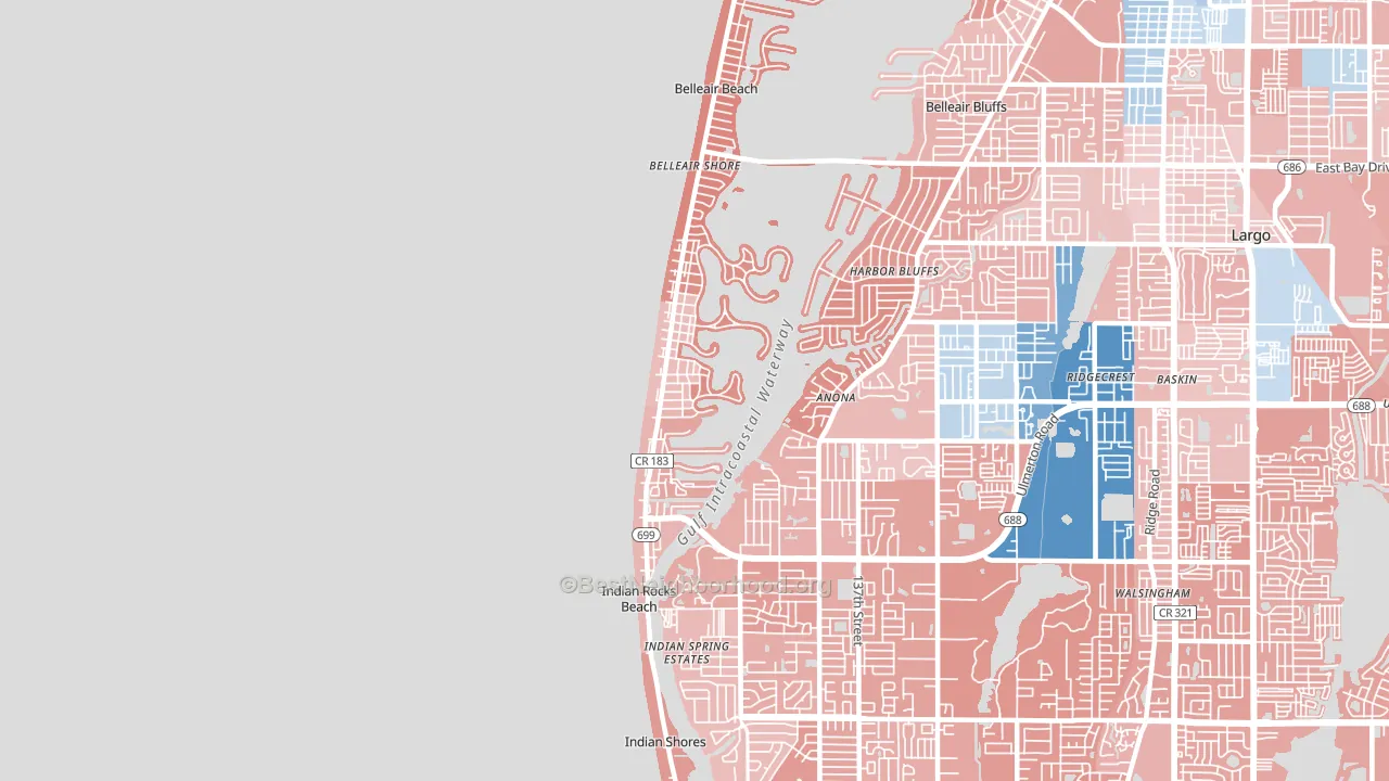 Indian Rocks Beach, FL block-group political-lean map