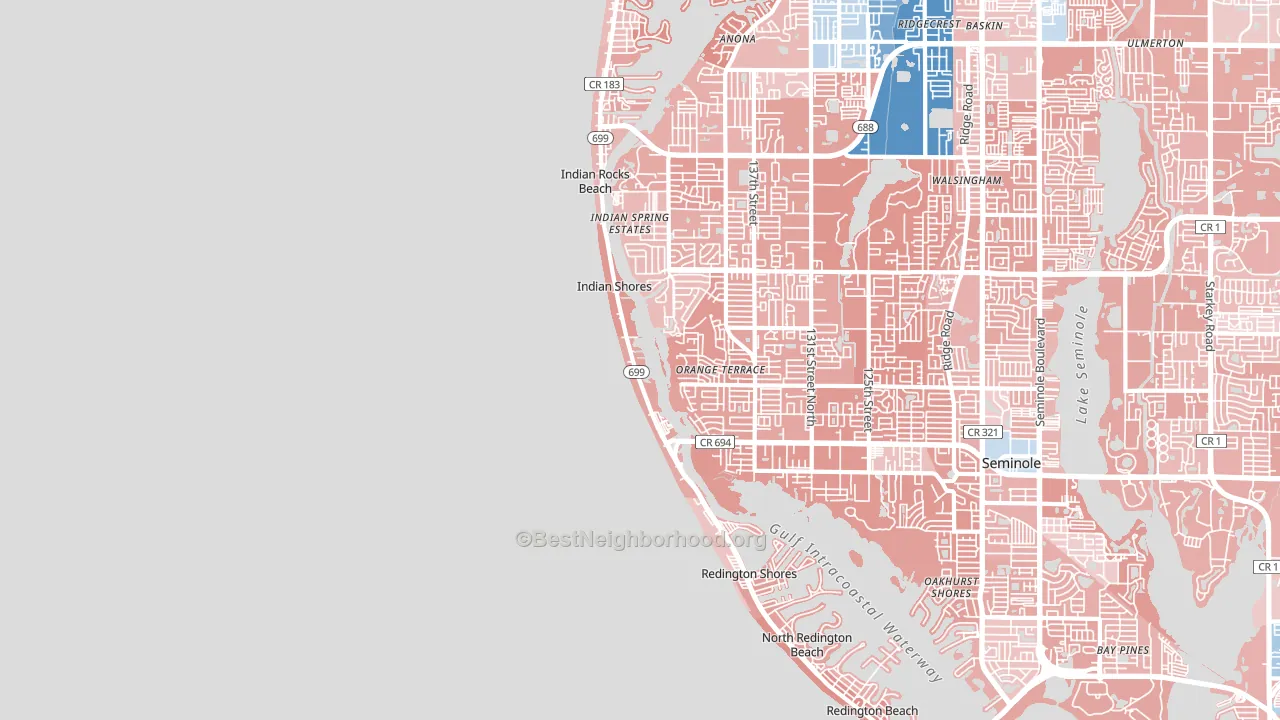 Indian Shores, FL block-group political-lean map