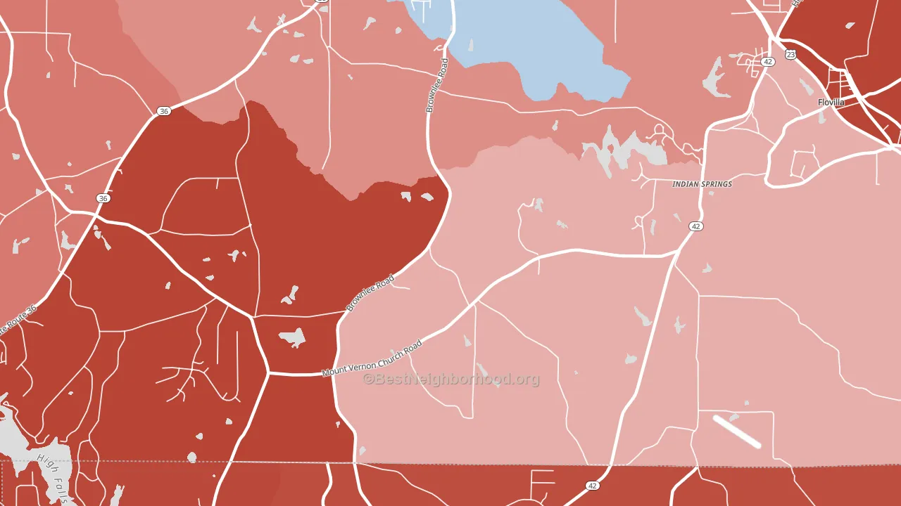 Indian Springs, GA block-group political-lean map