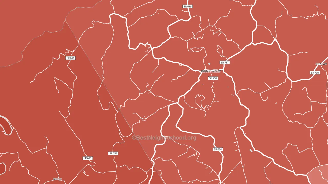 Indian Valley, VA block-group political-lean map