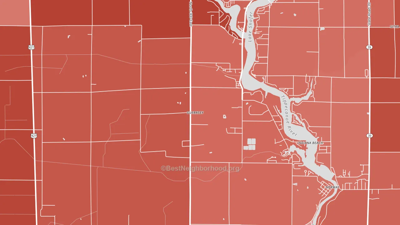 Indiana Beach, IN block-group political-lean map