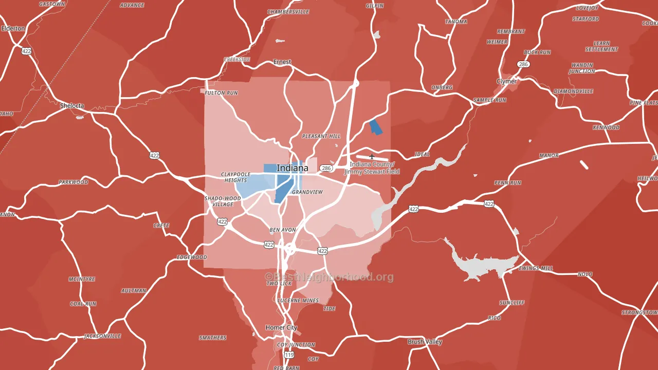Indiana County, PA block-group political-lean map