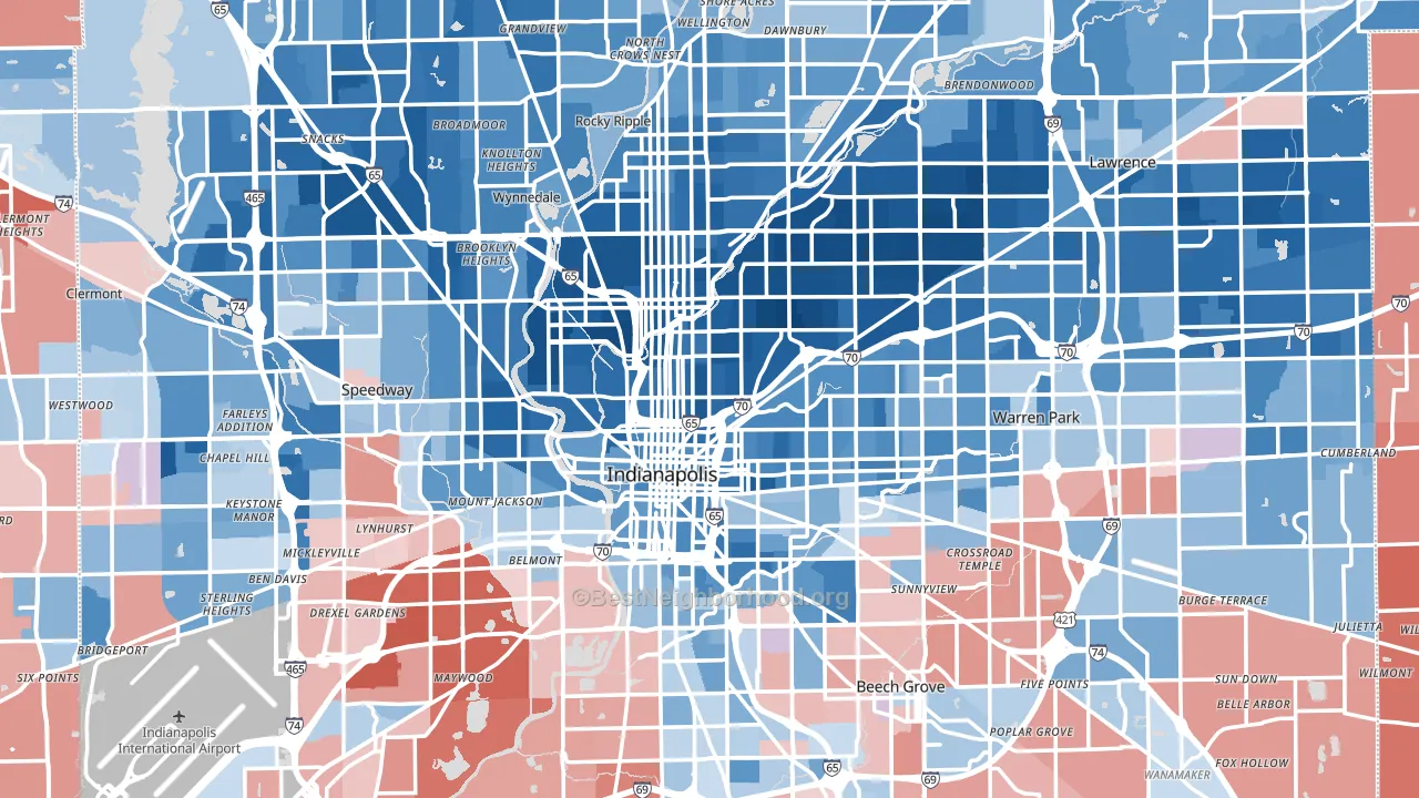 Indianapolis, IN block-group political-lean map