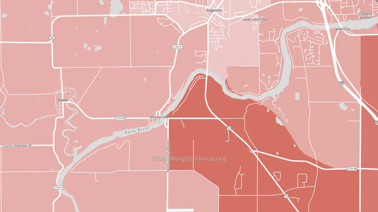 Indianford, WI block-group political-lean map