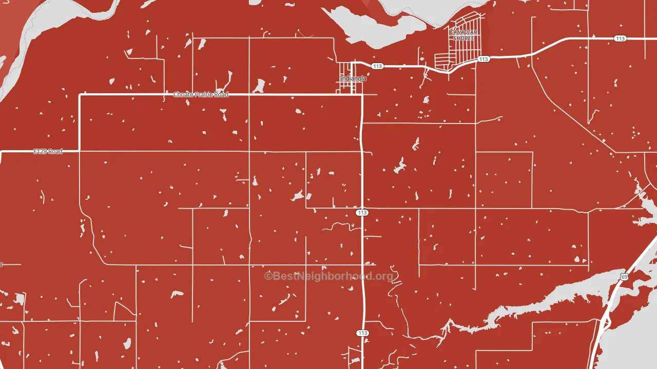 Indianola, OK block-group political-lean map