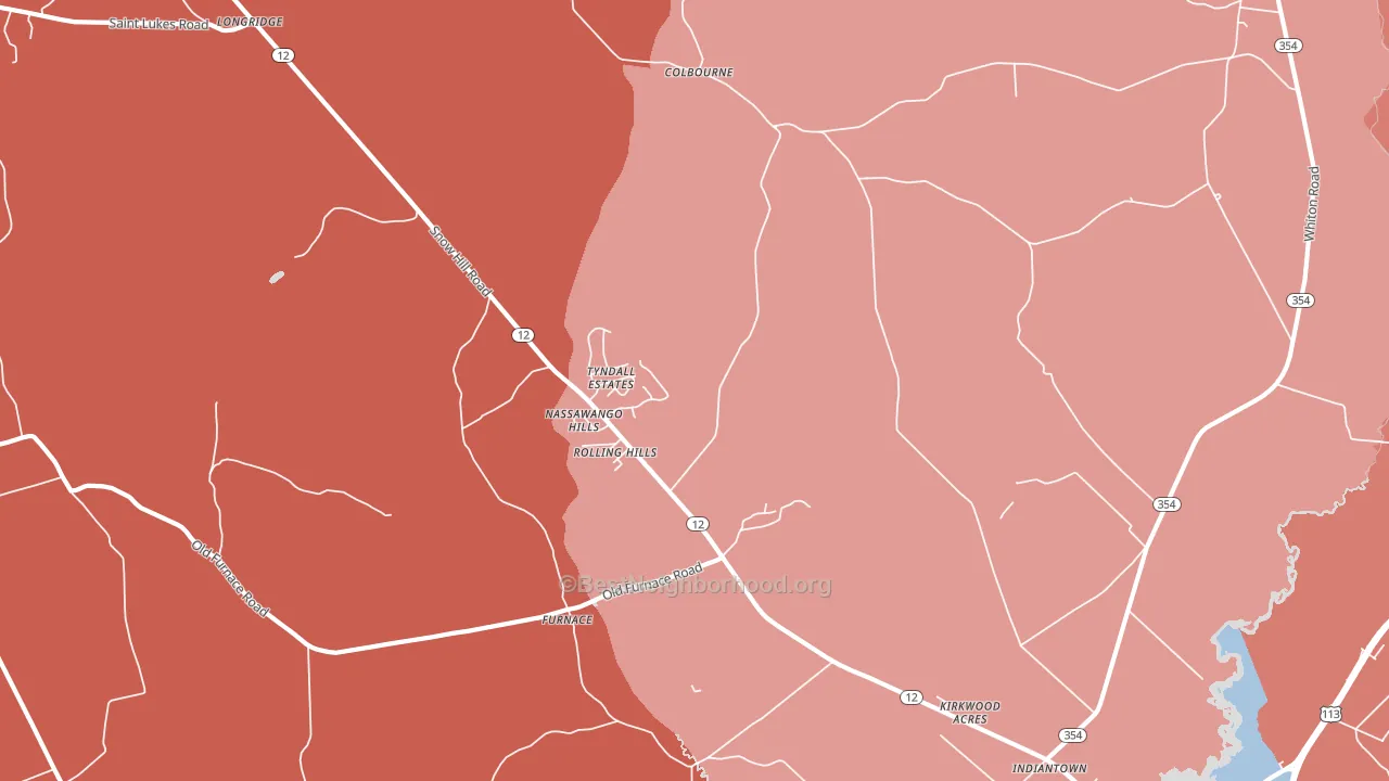 Indiantown, MD block-group political-lean map