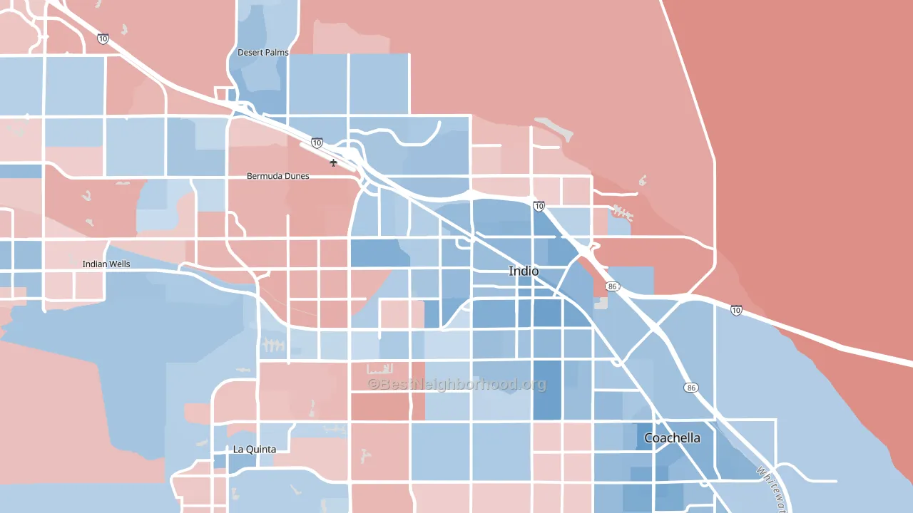 Indio, CA block-group political-lean map