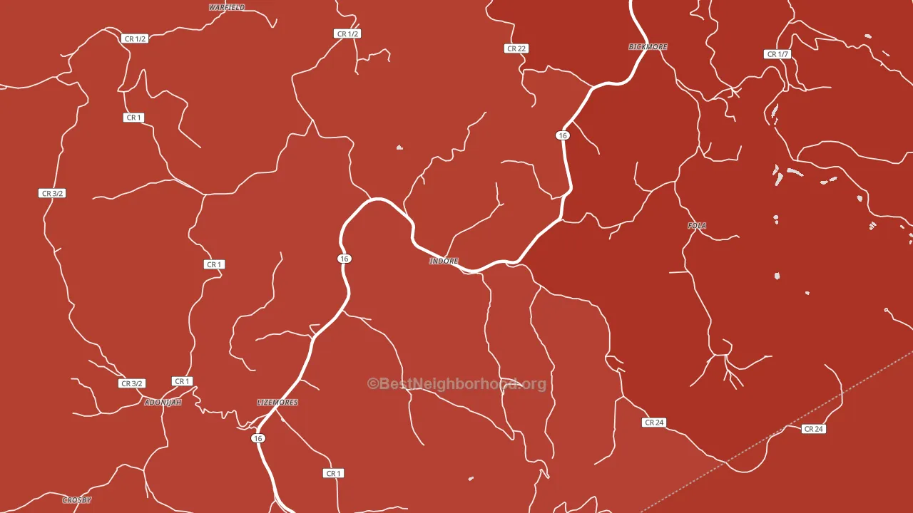 Indore, WV block-group political-lean map