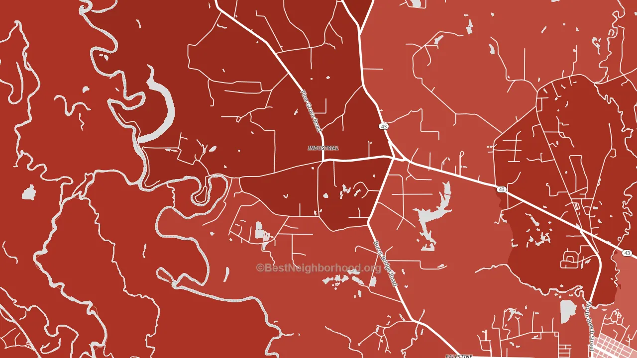 Industrial, MS block-group political-lean map