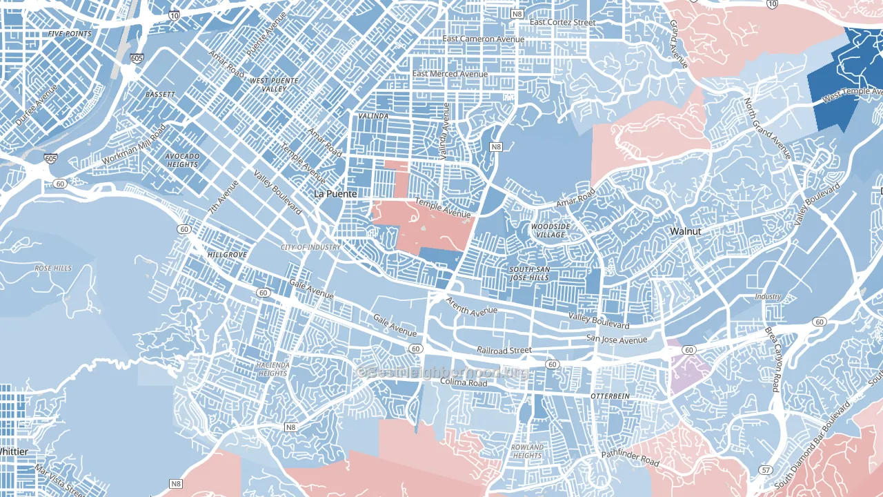 Industry, CA block-group political-lean map