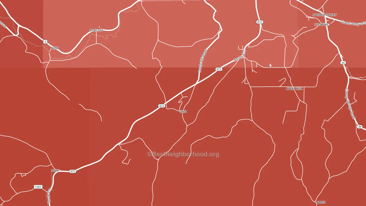 Inez, PA block-group political-lean map