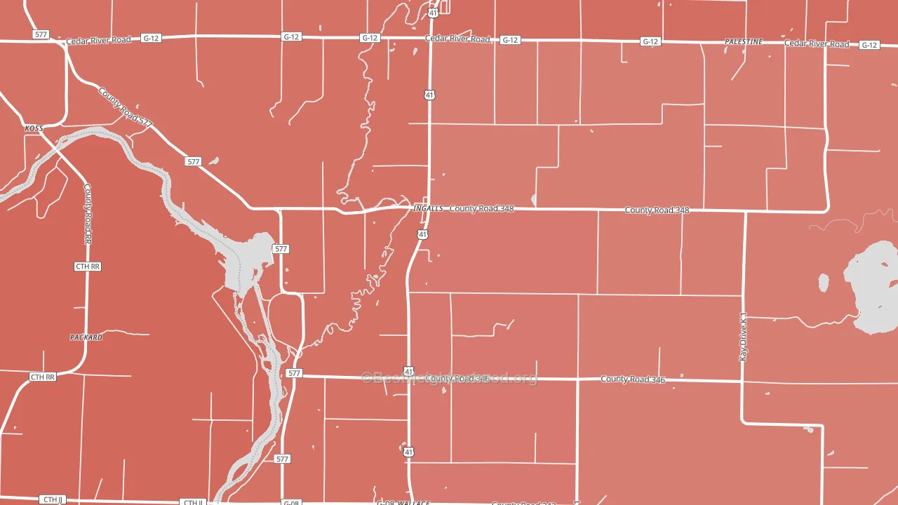 Ingalls, MI block-group political-lean map
