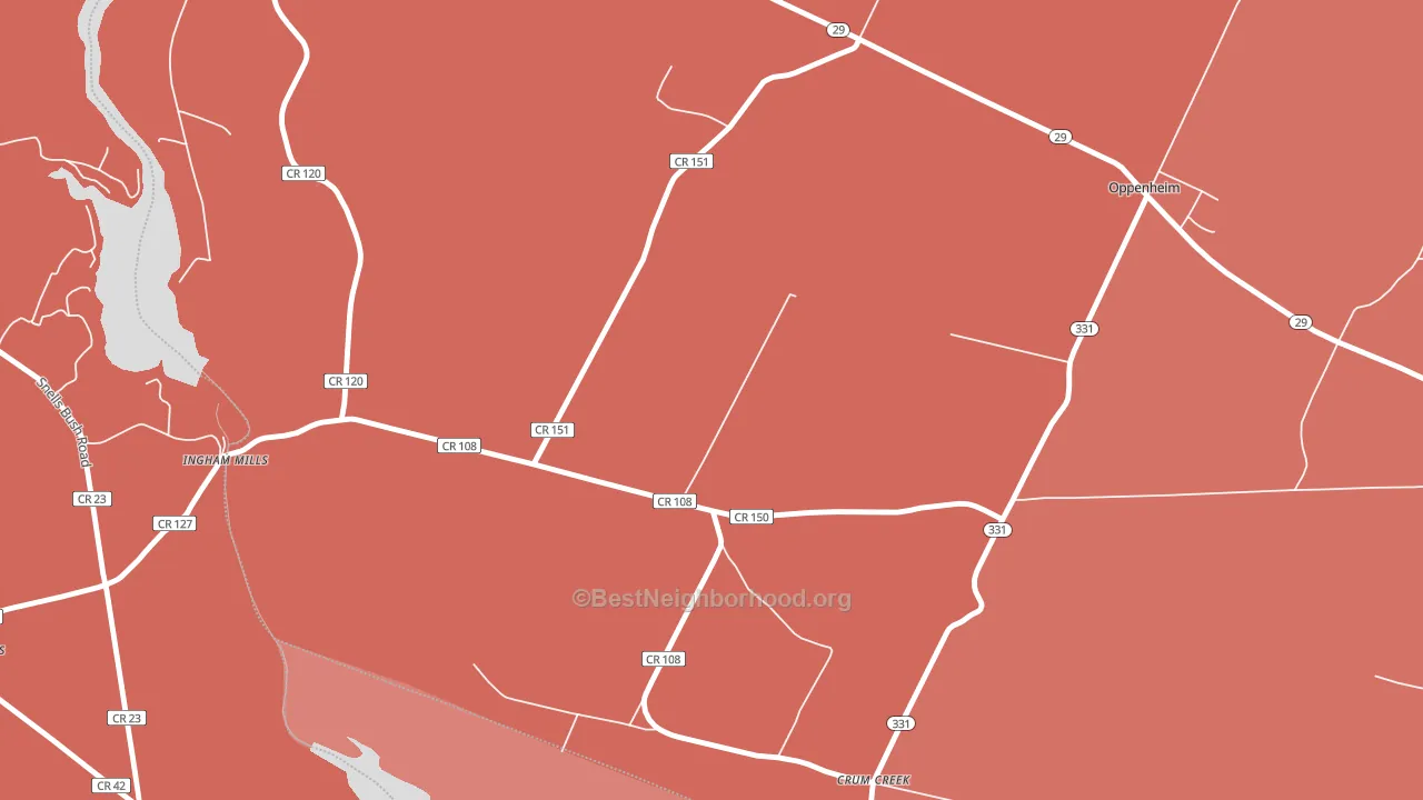 Ingham Mills, NY block-group political-lean map