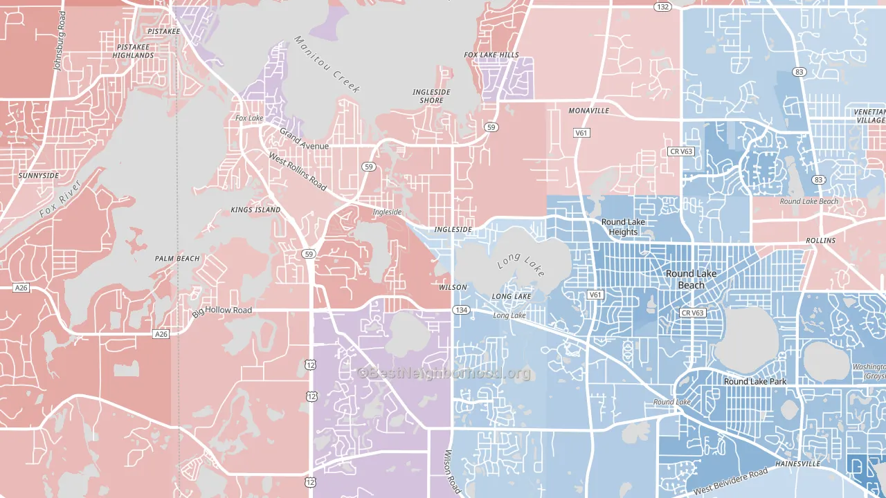 Ingleside, IL block-group political-lean map