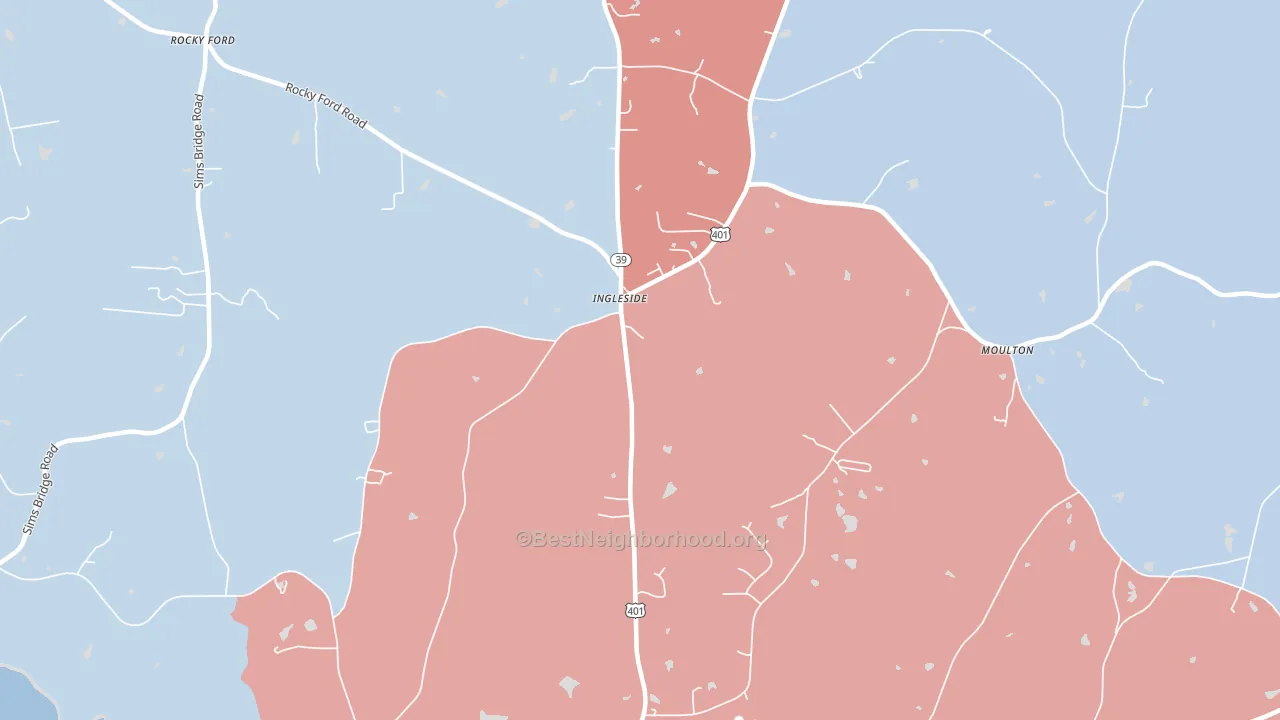 Ingleside, NC block-group political-lean map