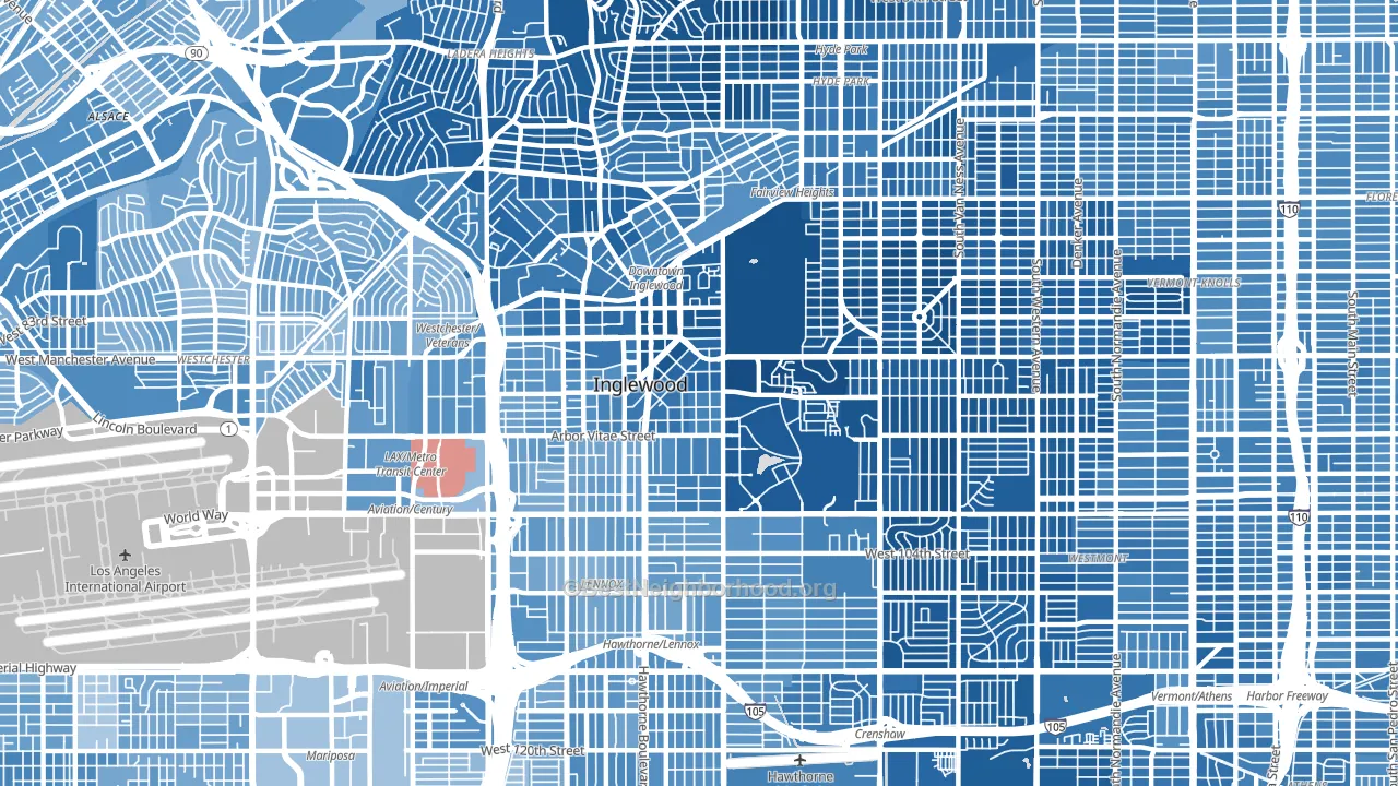 Inglewood, CA block-group political-lean map