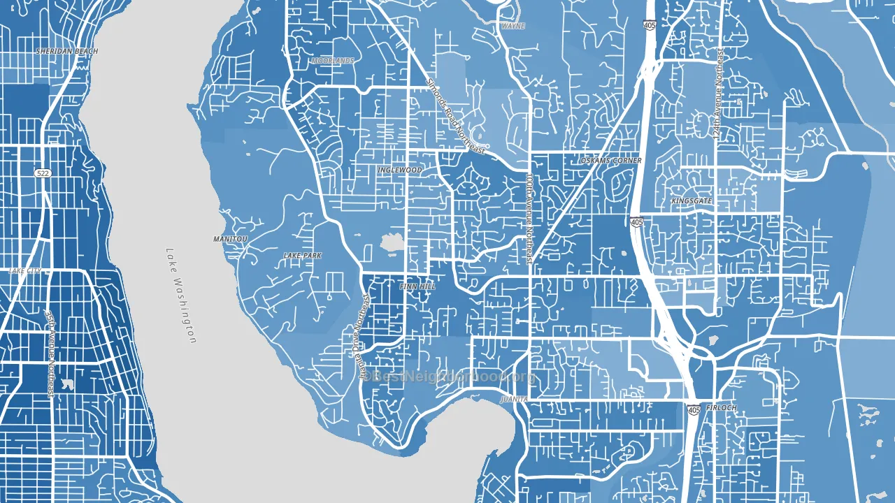 Inglewood-Finn Hill, WA block-group political-lean map