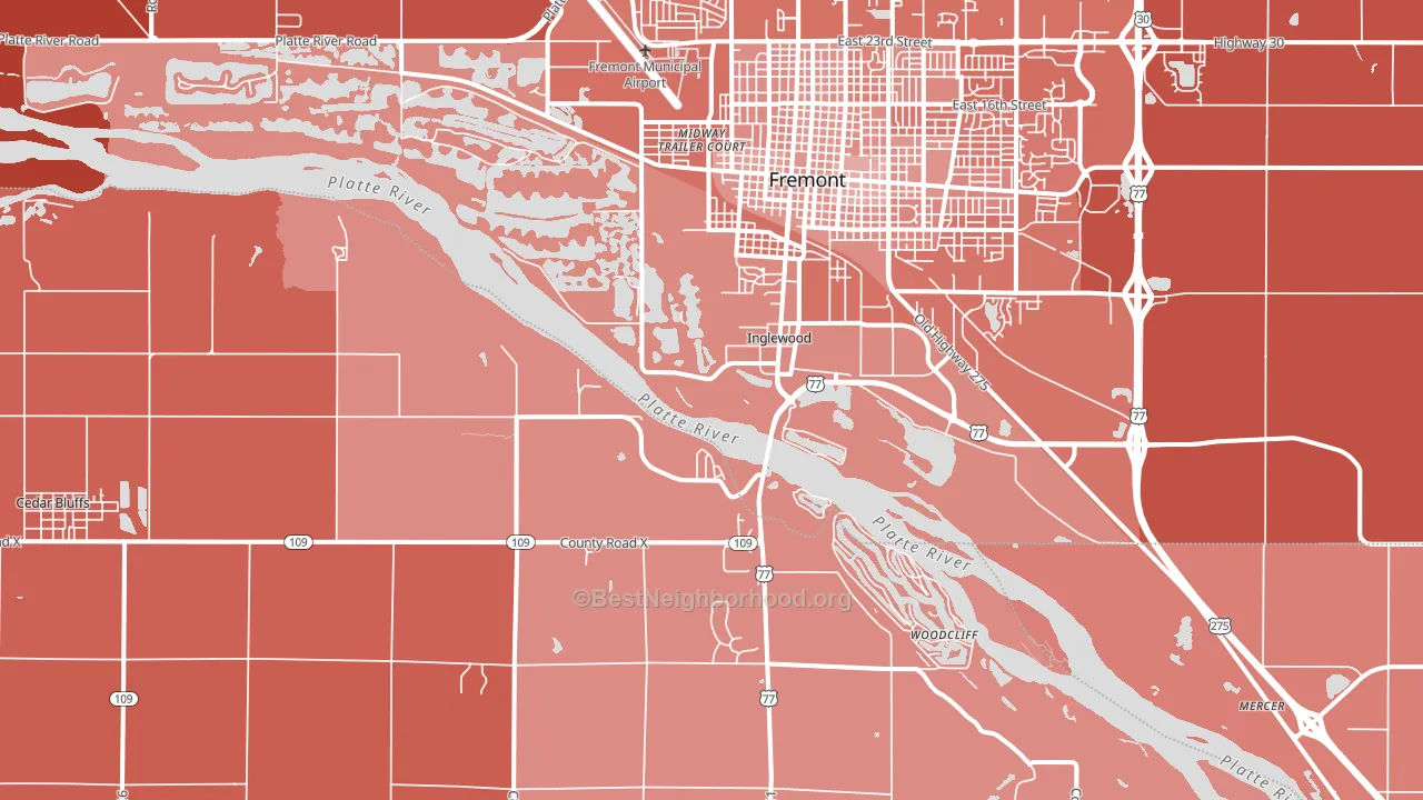 Inglewood, NE block-group political-lean map
