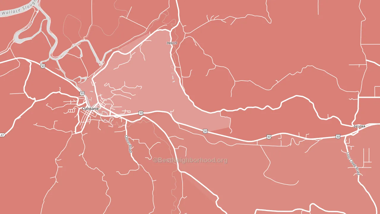 Inglis, OR block-group political-lean map
