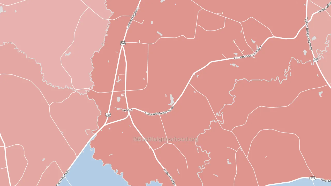 Ingold, NC block-group political-lean map