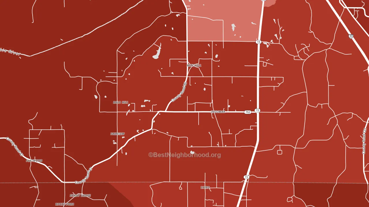Ingomar, MS block-group political-lean map