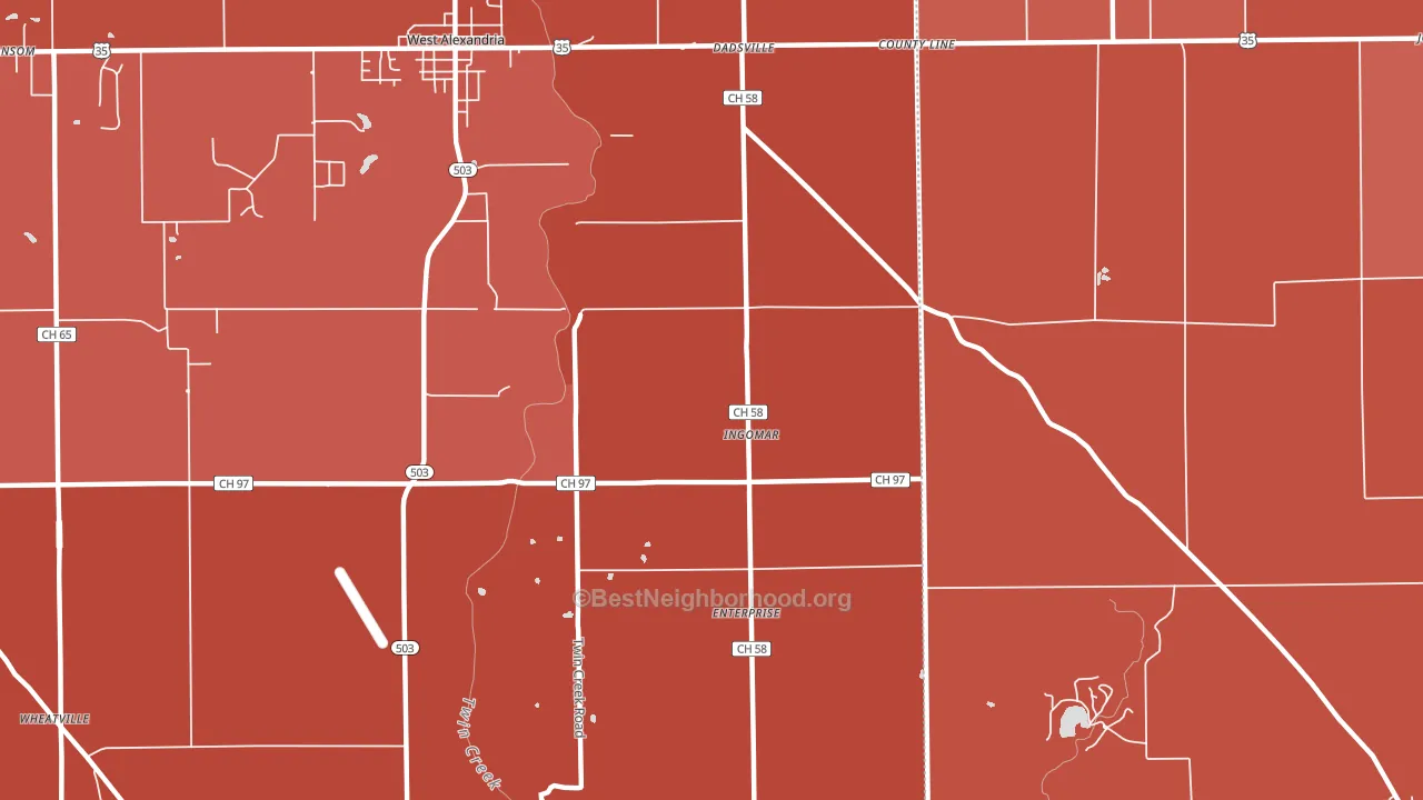 Ingomar, OH block-group political-lean map