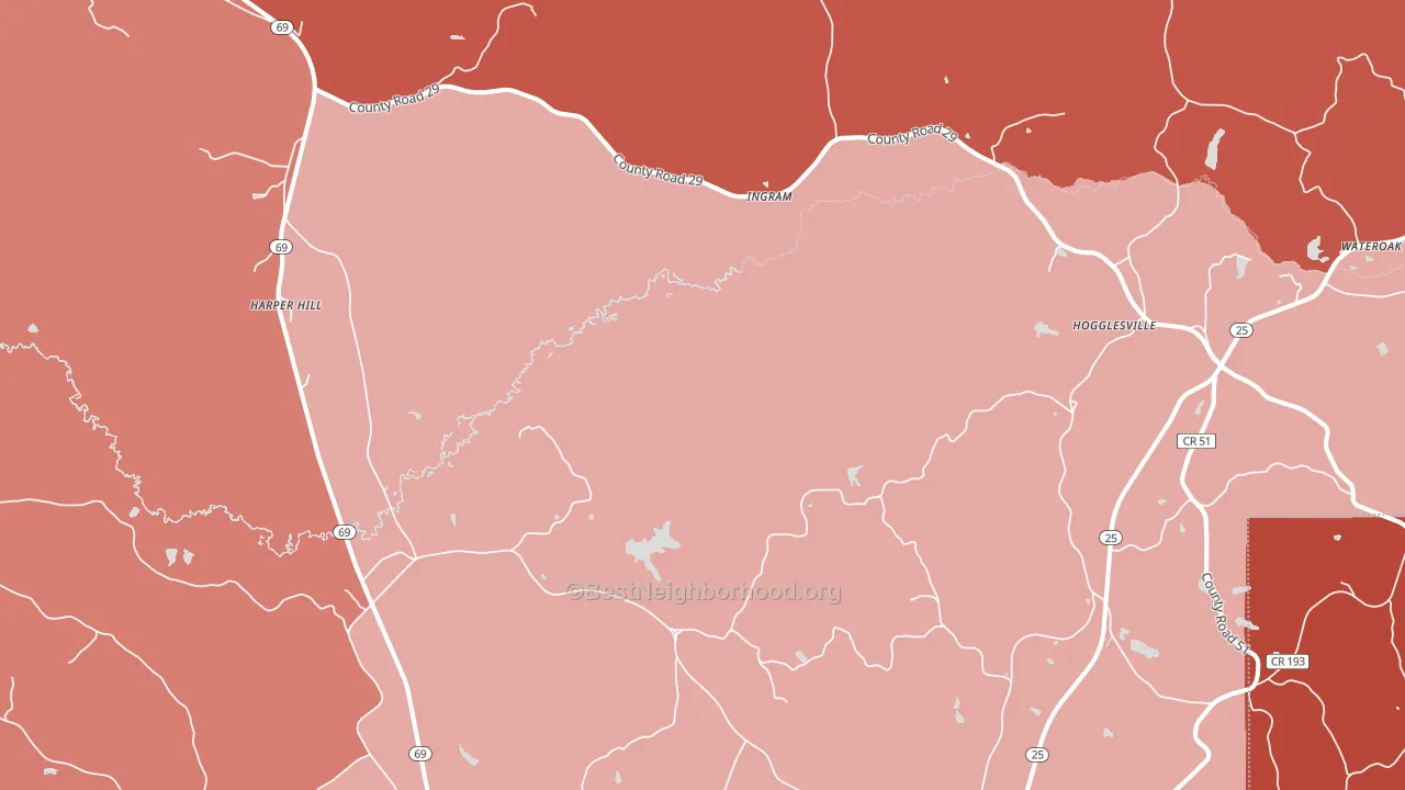 Ingram, AL block-group political-lean map