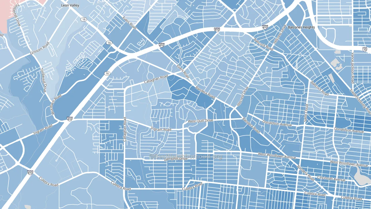Ingram Hills, San Antonio, TX block-group political-lean map