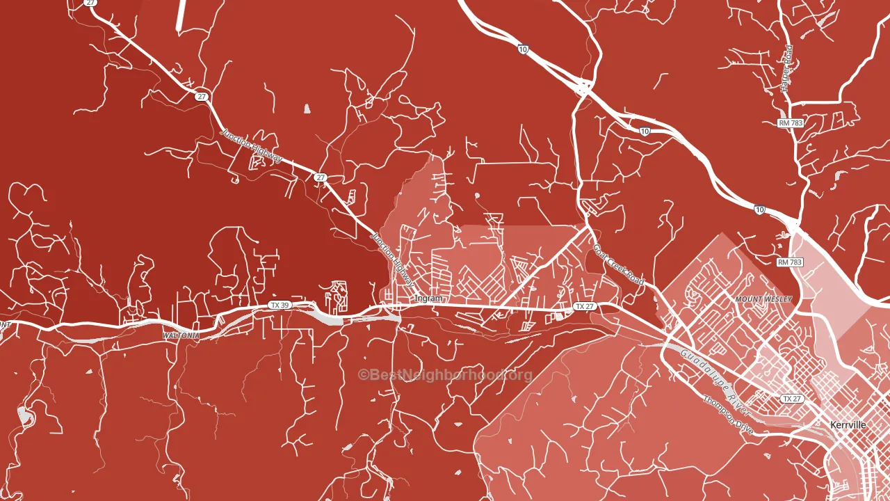 Ingram, TX block-group political-lean map